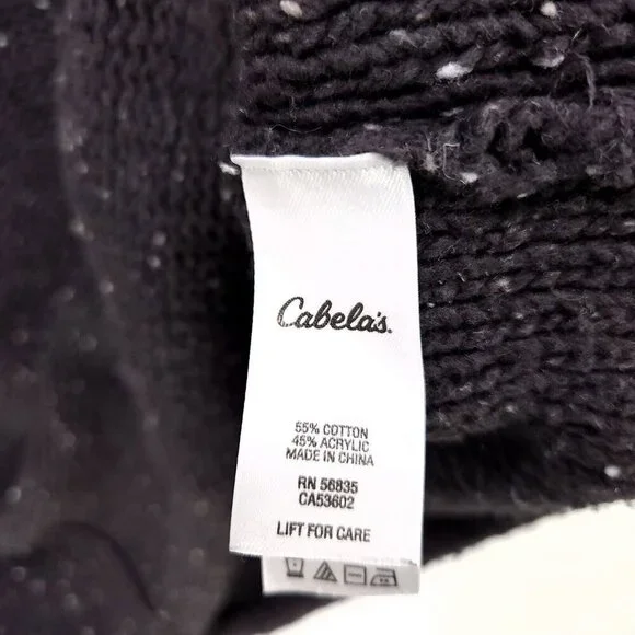 Cabelas Sweater Chunky Knit Womens Large Pullover Dark Gray Swiss Dot V-Neck - Picture 9 of 10